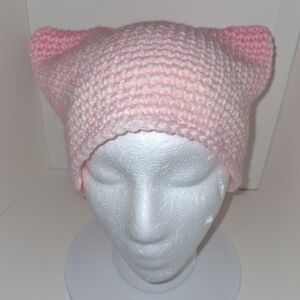 Light Pink Ombre Beanie Cap Cat Ear Handmade